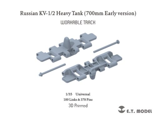 ETMODEL 1/35 P35-050 蘇聯KV-1/2重型坦克早期700mm 3D列印可動履帶 (通用)