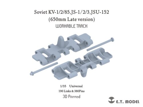 ETMODEL 1/35 P35-061 蘇聯KV-1/2/85、JS-1/2/3、ISU-152 後期650mm 3D列印可動履帶 (通用)