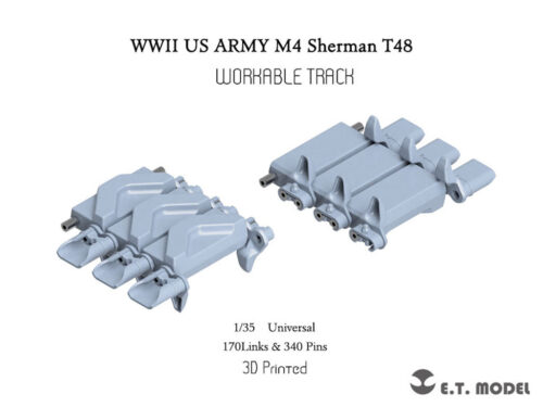 ETMODEL 1/35 P35-083 二戰美軍M4 謝爾曼T48型鴨嘴（樣式2）3D列印可動履帶 (通用)