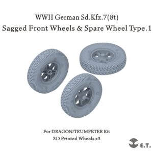 ETMODEL 1/35 P35-132 二戰德軍Sd.Kfz.7 8t牽引車重力轉向輪及備胎模型改造件（樣式1）For DRAGON/TRUMPETER Kit