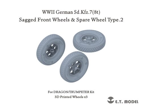 p35-133-1 ETMODEL 1/35 P35-133 二戰德軍Sd.Kfz.7 8t牽引車重力轉向輪及備胎模型改造件(樣式2)For DRAGON/TRUMPETER Kit